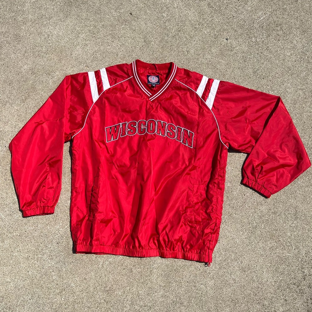 Vtg 90s Wisconsin Badgers Windbreaker G-III Retro‎ Streetwear Oversized XXL Red
